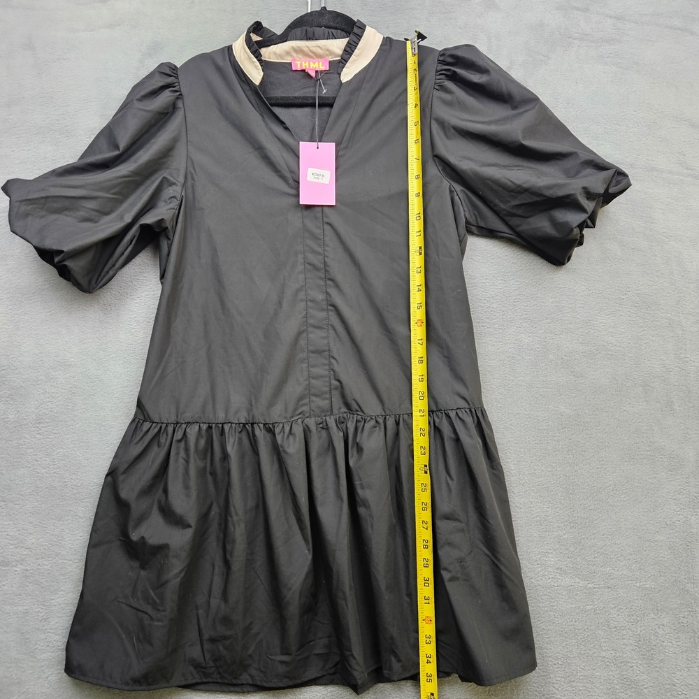 THML Black Mini Dress with Cream Collar - Picture 8 of 9